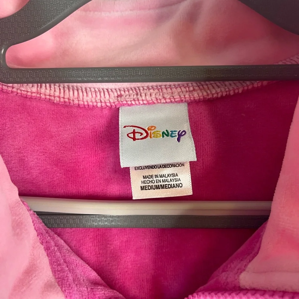 Disney Winnie‎ the Pooh Velour Pajama Lounge Dress Women’s Medium Pink 1/4 Zip
